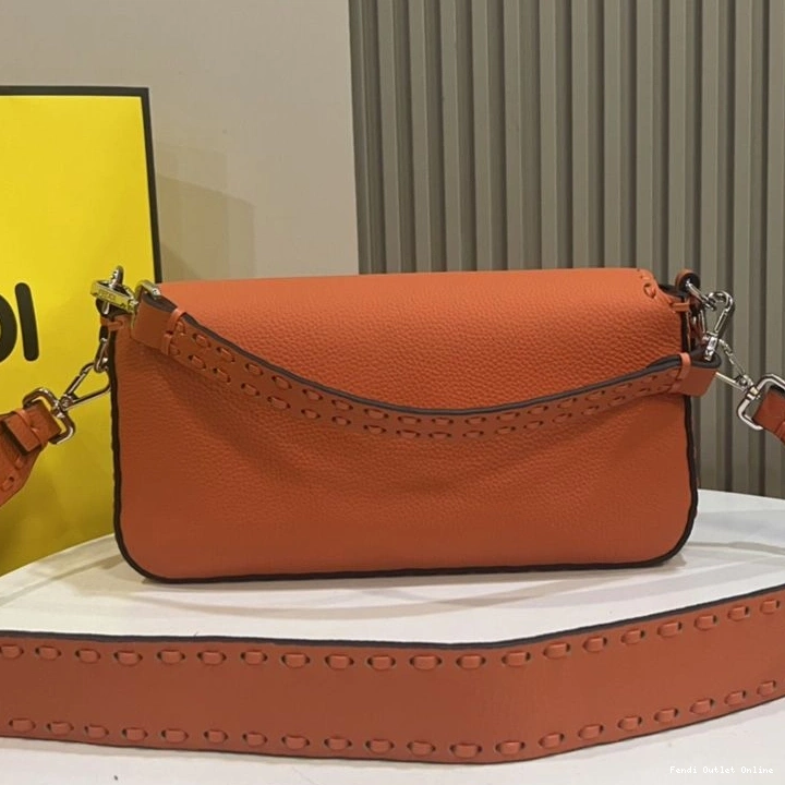 Cheap Medium Cuoio Selleria In Romano Bag Fendi Leather Orange Baguette 0812